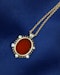 Downstairs at Grays: A very fine Hard stone (Carnelian), Cameo Pendant surrounded by five Natural Pearls and Diamonds in 15 carat (tested), Yellow Gold. Circa 1870 - image 5