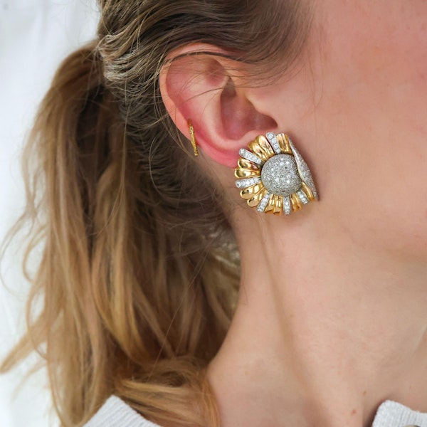 Vintage Diamond Flowerburst Earrings, 3.00ct, Circa 1950 - image 6