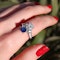 Vintage Sapphire, Diamond and White Gold Crossover Ring, Circa 1990 - image 4