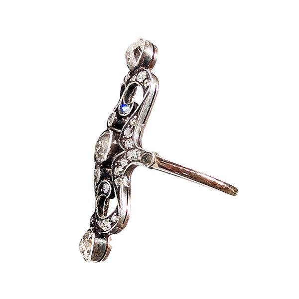 Antique Diamond and Silver Upon Gold Plaque Ring, Circa 1900 - image 7