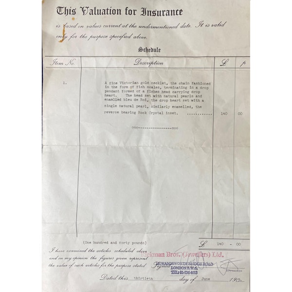 Victorian Natural Pearl, Garnet, Blue Enamel and Gold Snake Necklace, Circa 1850 - image 6