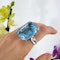 Vintage French Blue Topaz and White Gold Ring, Circa 1990 - image 4