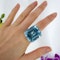 Vintage French Blue Topaz and White Gold Ring, Circa 1990 - image 2