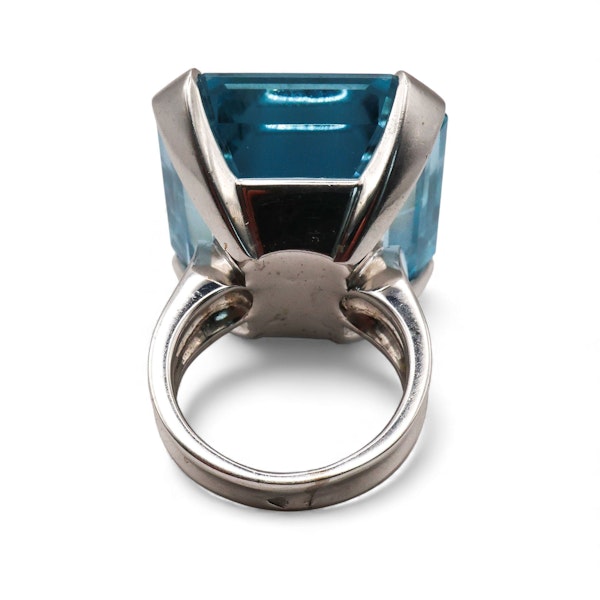 Vintage French Blue Topaz and White Gold Ring, Circa 1990 - image 5