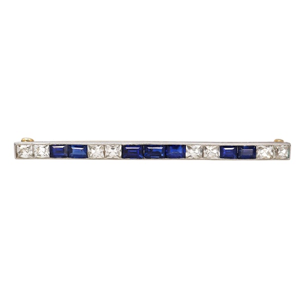 Tiffany and Co. Art Deco Sapphire, Diamond and Platinum Line Bracelet and Brooch Suite, Circa 1930 - image 8