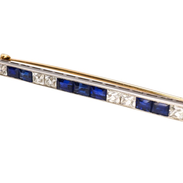 Tiffany and Co. Art Deco Sapphire, Diamond and Platinum Line Bracelet and Brooch Suite, Circa 1930 - image 10