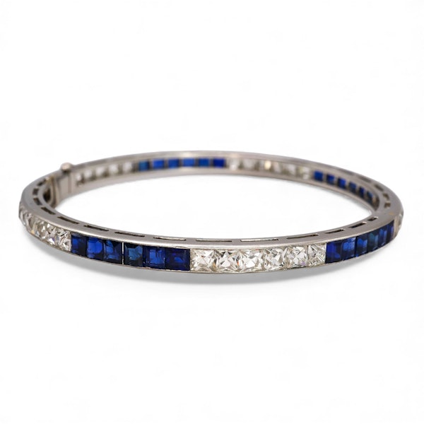 Tiffany and Co. Art Deco Sapphire, Diamond and Platinum Line Bracelet and Brooch Suite, Circa 1930 - image 3