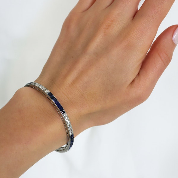 Tiffany and Co. Art Deco Sapphire, Diamond and Platinum Line Bracelet and Brooch Suite, Circa 1930 - image 4