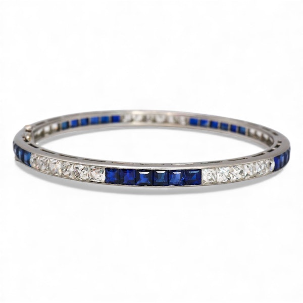 Tiffany and Co. Art Deco Sapphire, Diamond and Platinum Line Bracelet and Brooch Suite, Circa 1930 - image 5