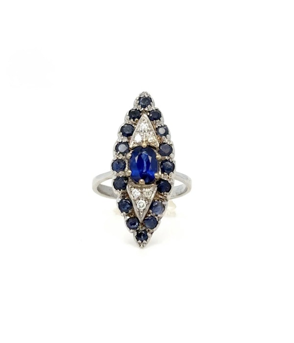 Sapphire & Diamond Eye ring 18K White gold - image 2