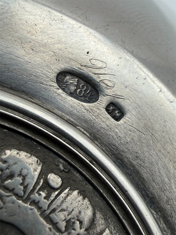 Russian silver coin kovsh, St Petersburg. c1910 by Nikolai Kemper. - image 6