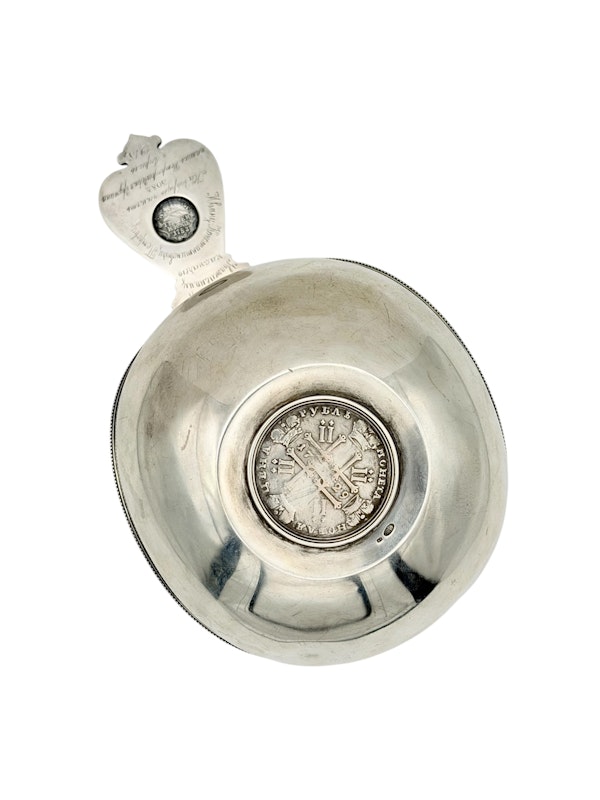 Russian silver coin kovsh, St Petersburg. c1910 by Nikolai Kemper. - image 5