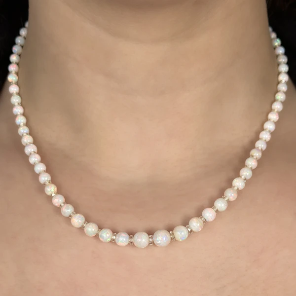 Antique Opal Bead Necklace - Saddingtons Jewellery Stand 375 - image 1