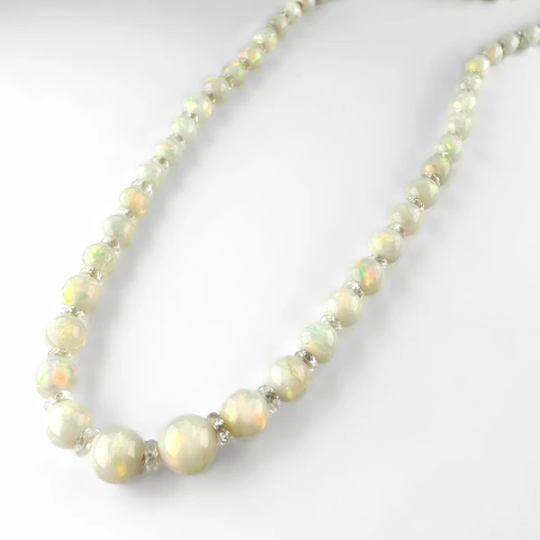 Antique Opal Bead Necklace - Saddingtons Jewellery Stand 375 - image 3