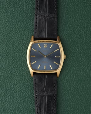 Rolex Cellini Ref. 3805 Blue Sunburst 18k Yellow Gold TV case 1976