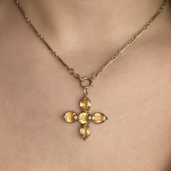 Antique Topaz Cross Pendant - Saddingtons Jewellery Stand 375 - image 2