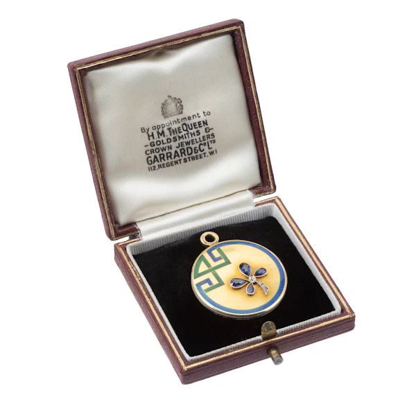 Victorian Sapphire & Diamond Sliding 18ct Gold Locket Pendant in Original Box - image 2