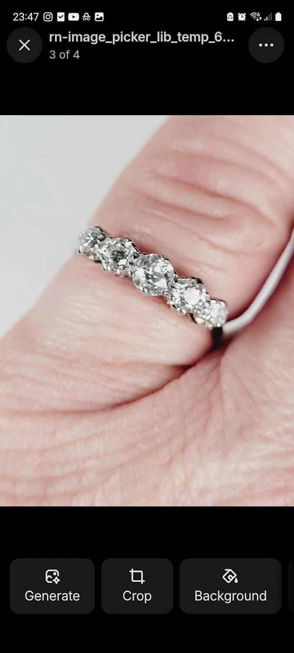 Art deco antique old cut diamond five stone ring sku 8860 DBGEMS - image 2