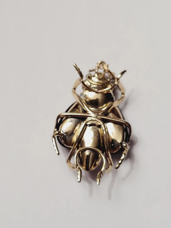 Super rare cabochon garnet and diamond 19th century bug pendant sku 8877 DBGEMS - image 3