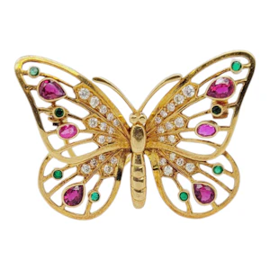 Gemset gold butterfly brooch sku 8876 DBGEMS