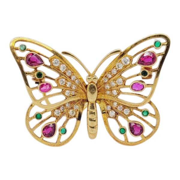 Gemset gold butterfly brooch sku 8876 DBGEMS - image 1