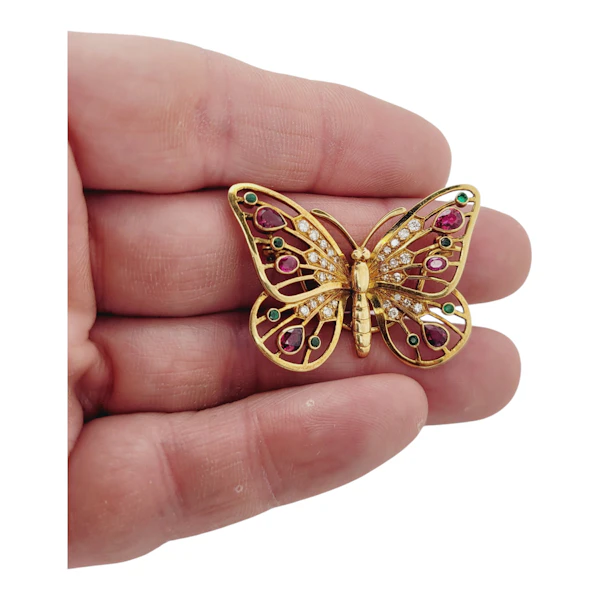 Gemset gold butterfly brooch sku 8876 DBGEMS - image 2
