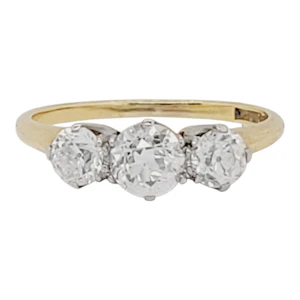 Antique old mine cut trilogy diamond engagement ring sku 8870 DBGEMS