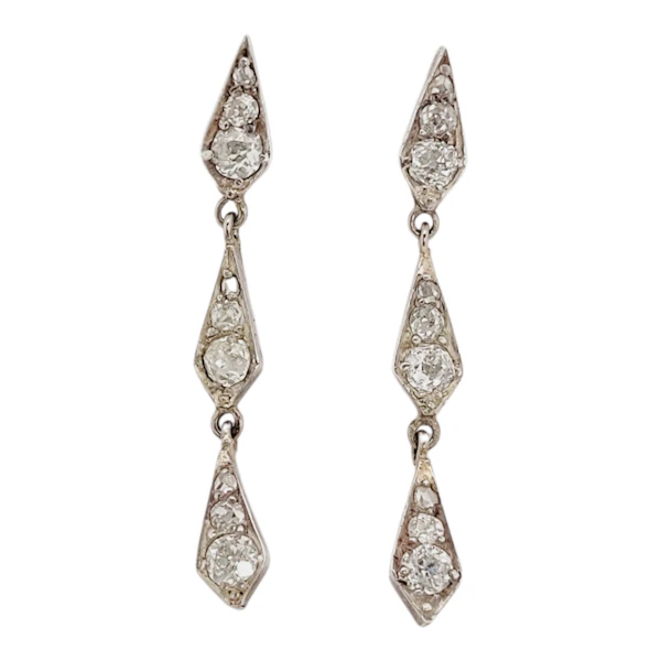 Antique diamond kite shaped drop earrings sku 8870 DBGEMS - image 1