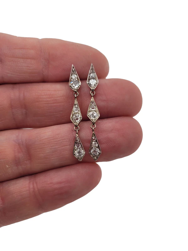 Antique diamond kite shaped drop earrings sku 8870 DBGEMS - image 2