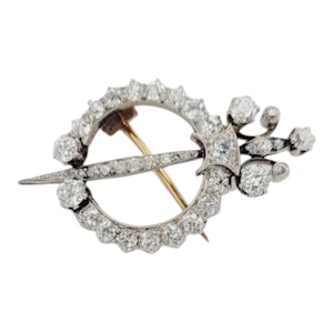 Antique diamond fibula clasp brooch sku 8878 DBGEMS