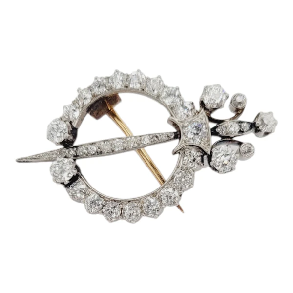 Antique diamond fibula clasp brooch sku 8878 DBGEMS - image 1