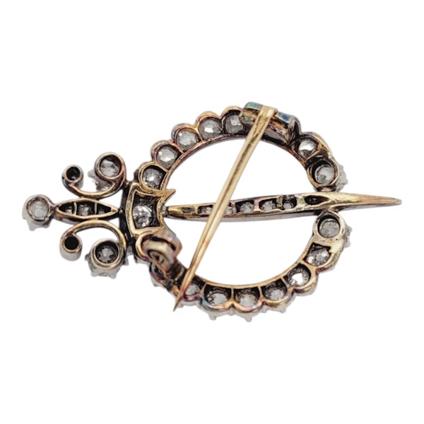 Antique diamond fibula clasp brooch sku 8878 DBGEMS - image 2