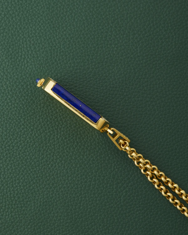 Corum 18k Yellow Gold Ref. 176424 Lapis Lazuli Diamonds Mother of Pearl Dial Pendant Watch - image 6