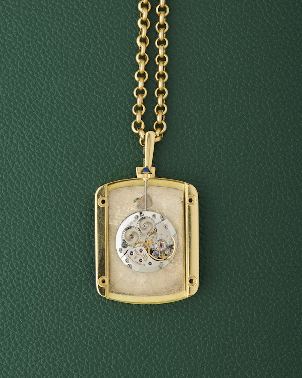 Corum 18k Yellow Gold Ref. 176424 Lapis Lazuli Diamonds Mother of Pearl Dial Pendant Watch - image 12