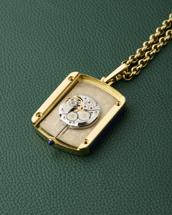 Corum 18k Yellow Gold Ref. 176424 Lapis Lazuli Diamonds Mother of Pearl Dial Pendant Watch - image 13