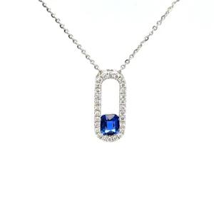 Ceylon Sapphire diamond necklace 18K white gold