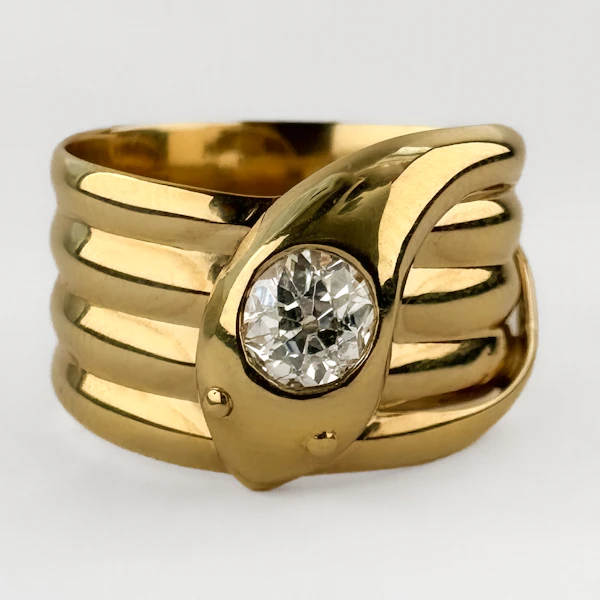 Old Cut Diamond Coiled Snake Ring - Saddingtons Jewellery Stand 375 - image 1