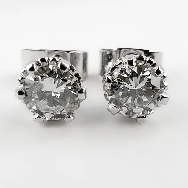 Vintage 1ct Diamond Stud Earrings - Saddingtons Jewellery Stand 375 - image 2