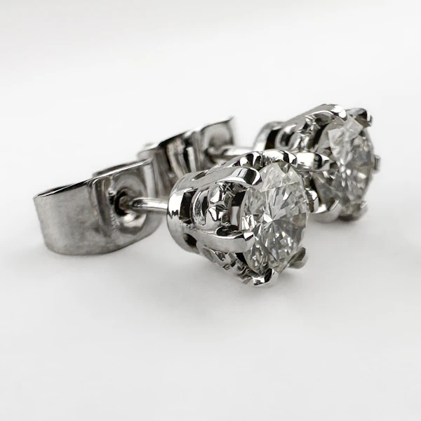 Vintage 1ct Diamond Stud Earrings - Saddingtons Jewellery Stand 375 - image 3