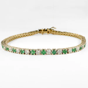 Emerald & Diamond Tennis Bracelet - Saddingtons Jewellery Stand 375