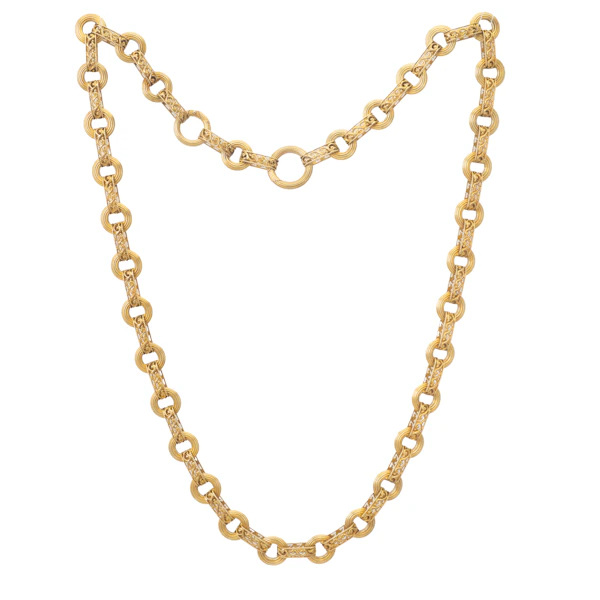 Victorian 15ct Gold Fancy Link Chain | Adjustable 47-50cm | c.1880 - image 1