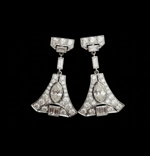 Art deco diamond drop earrings sku 8802 DBGEMS