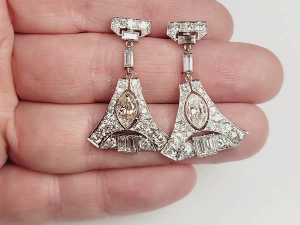 Art deco diamond drop earrings sku 8802 DBGEMS - image 3