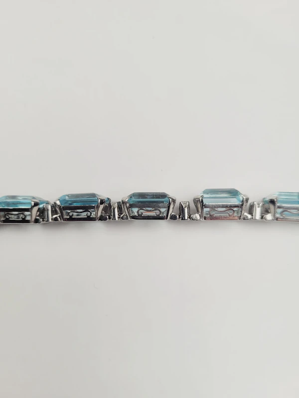 Art deco aquamarine and diamond bracelet sku 8890 DBGEMS - image 2