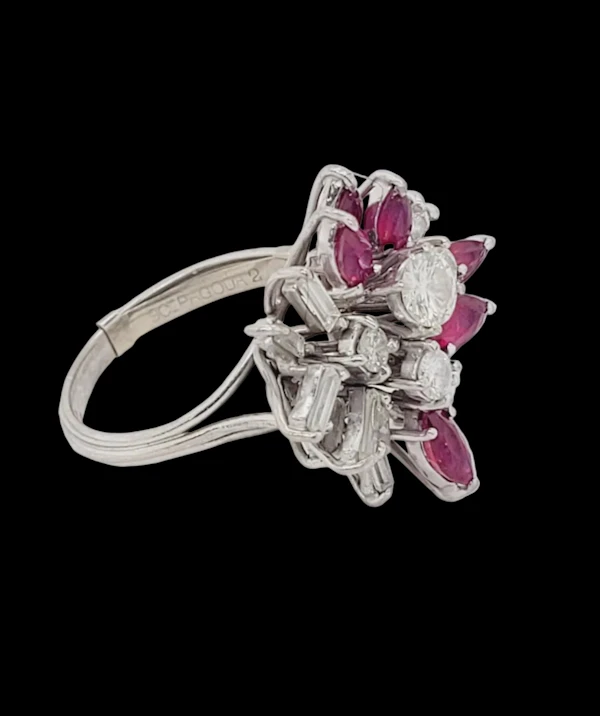 Cool sputnik 1960's ruby and diamond dress ring sku 8883 DBGEMS - image 3
