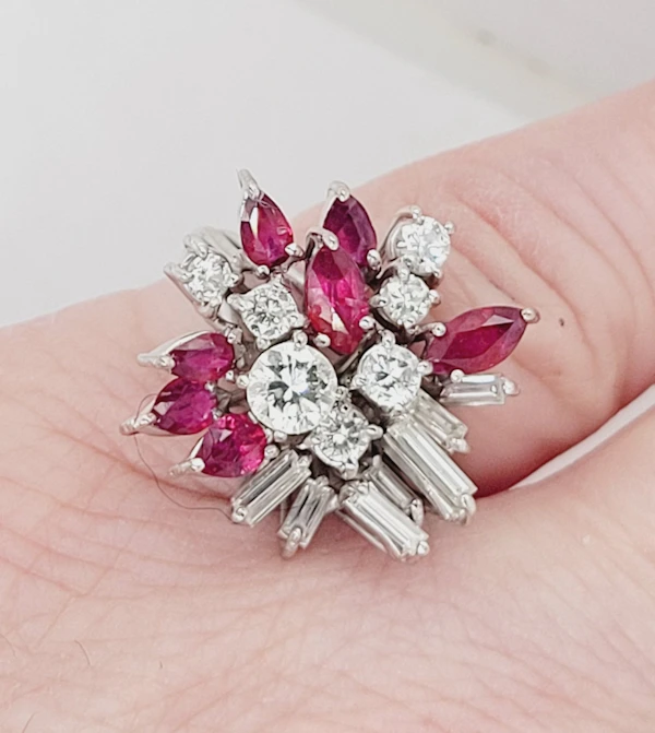 Cool sputnik 1960's ruby and diamond dress ring sku 8883 DBGEMS - image 2