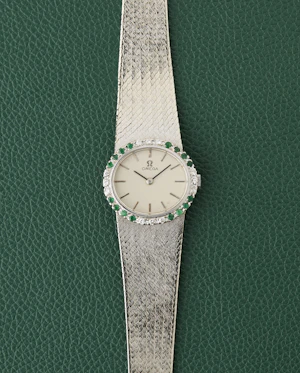 Omega Ref. 171BCF27P White Gold 18k Diamonds & Emeralds Cocktail Watch