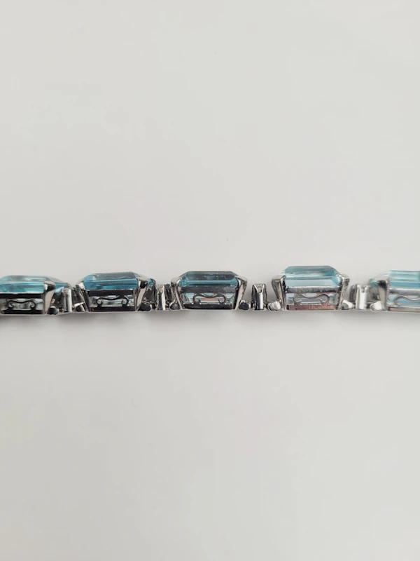 Art deco aquamarine and diamond bracelet sku 8890 DBGEMS - image 2