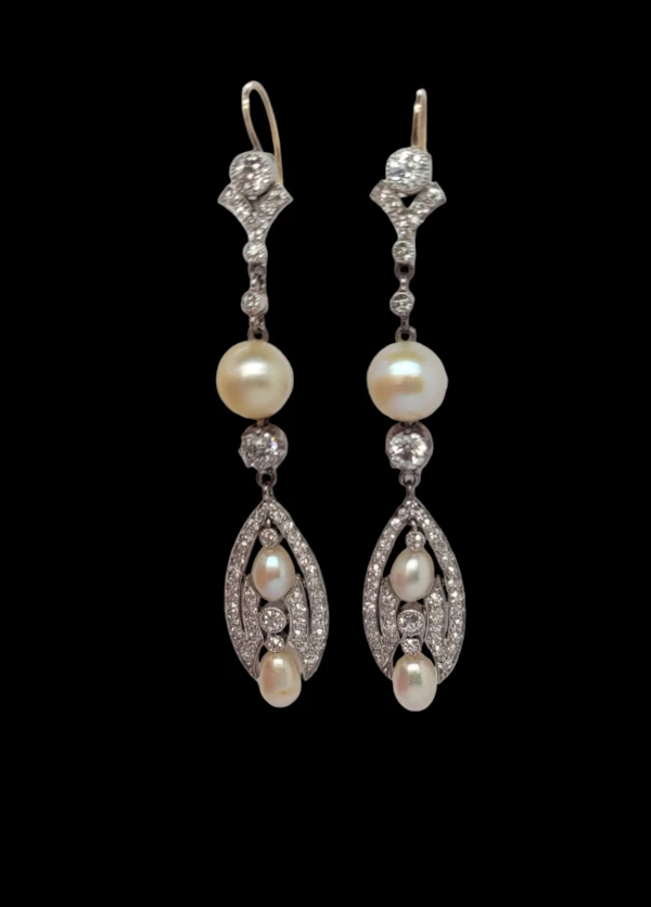 Art deco natural pearl drop earrings sku 8523 DBGEMS - image 1