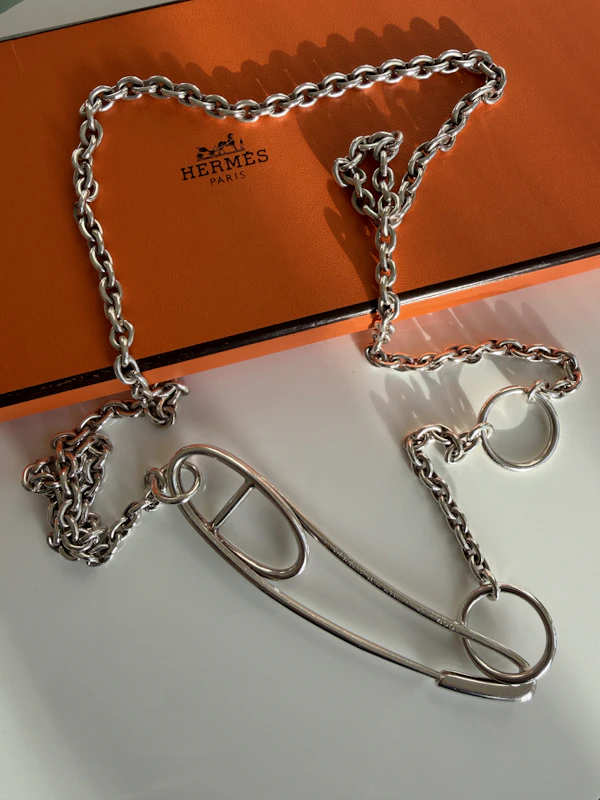 Hermes silver "Punk" chain necklace - image 1